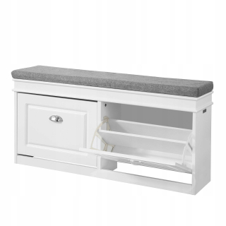 Botník SoBuy so sedadlom 104 x 52 x 24 cm biela